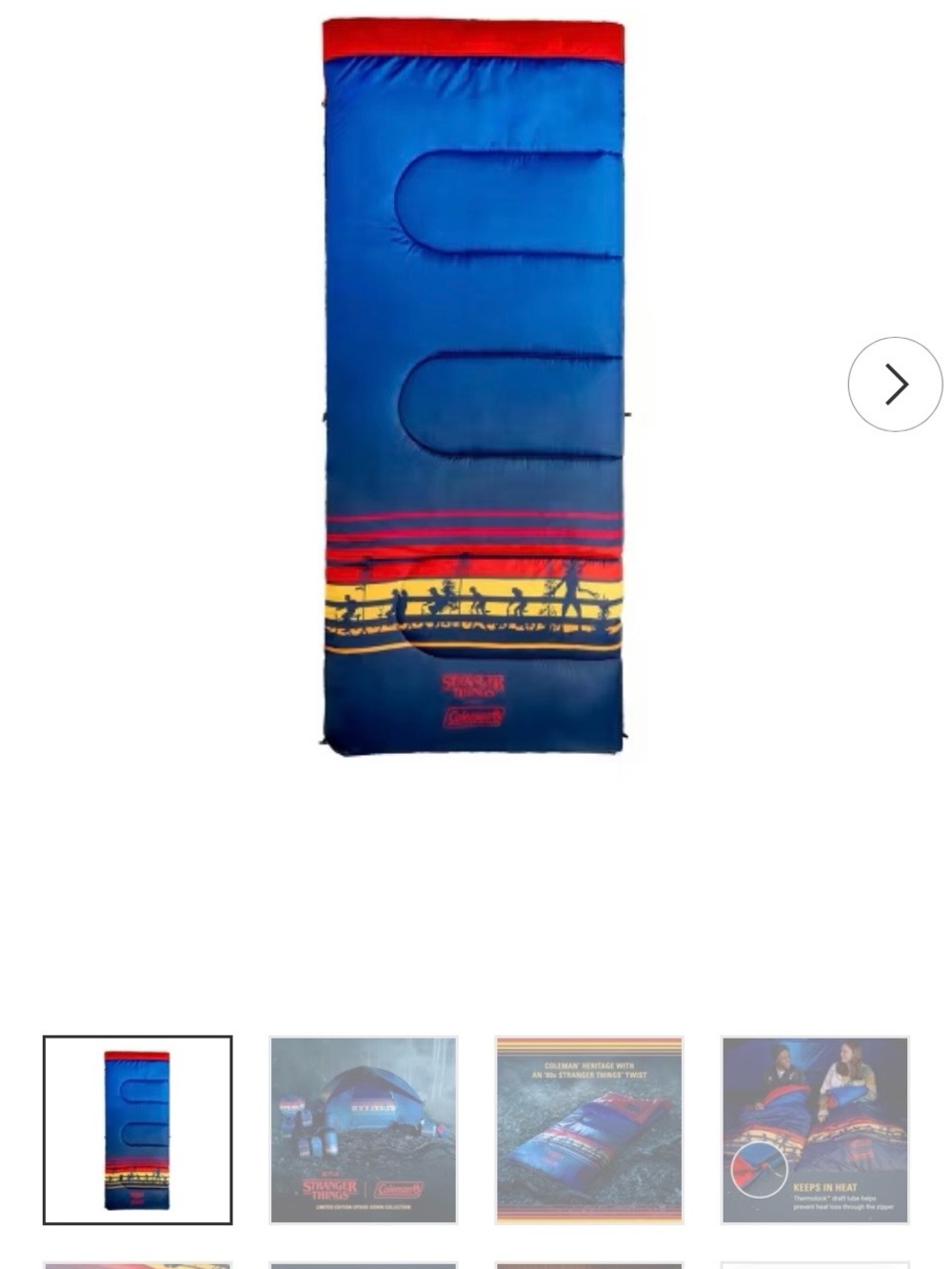 Coleman Blue and Red Kids Sleeping Bag with Striped Graphic